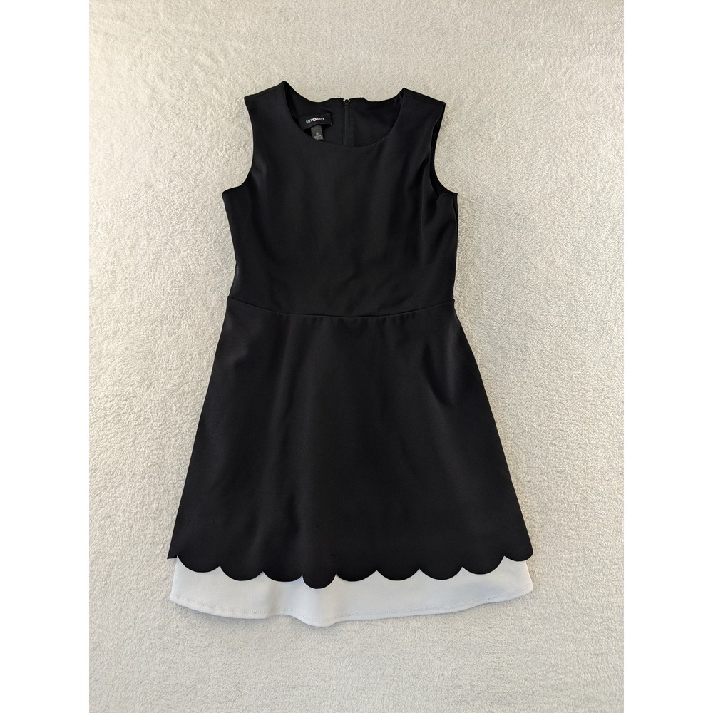 Amy Byer Womens Black Scalloped Hem Sleeveless Fit and Flare Dress Size 16